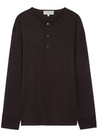 Studio Nicholson Wool-jersey Henley T-shirt Purple Dark