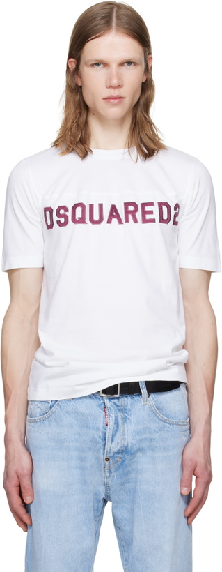 Photo: Dsquared2 White Vintage Fade Cool Football Fit T-shirt
