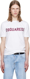Dsquared2 White Vintage Fade Cool Football Fit T-shirt