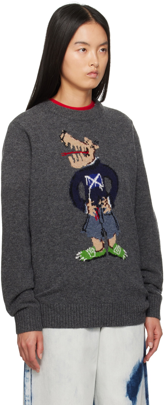 Charles Jeffrey LOVERBOY Gray Scots Wolf Sweater