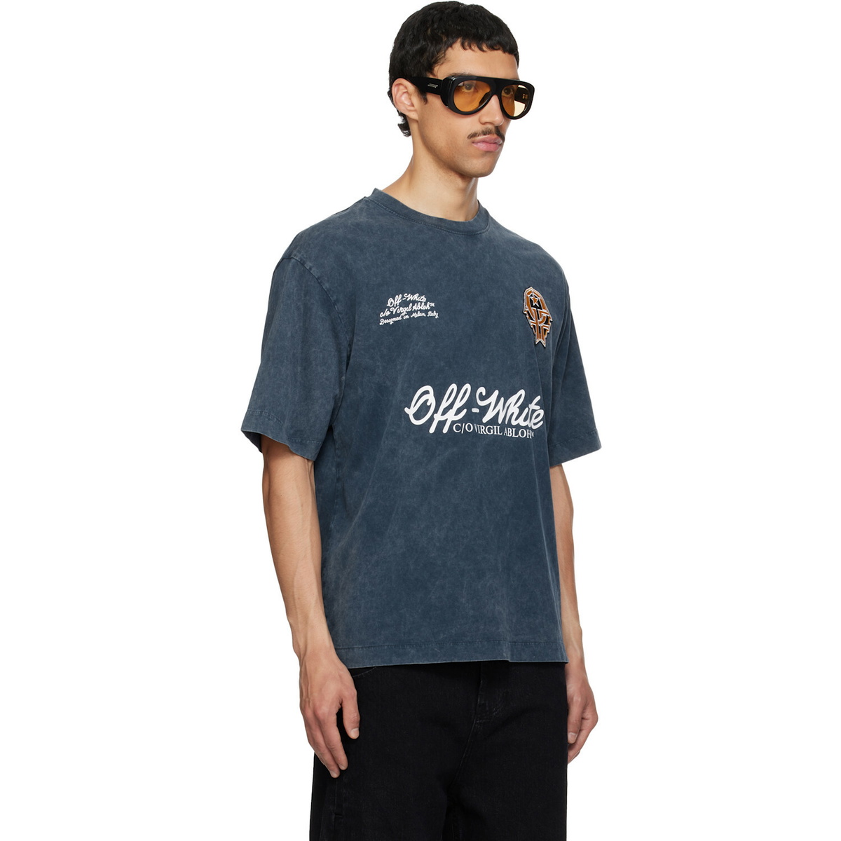 Off-White Navy Sporty 4 Skate T-shirt