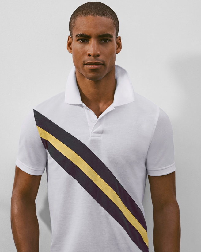 Photo: Brooks Brothers Men's Cotton Pique Archive Stripe Polo Shirt | White