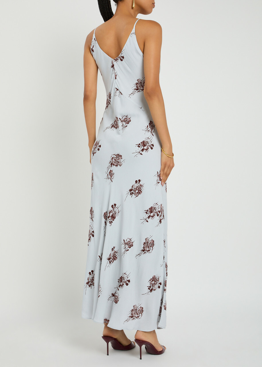 Day Birger ET Mikkelsen Peach Floral-print Crepe Maxi Slip Dress Multicoloured 1