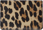 GANNI Beige Leopard Printed Bou Card Holder