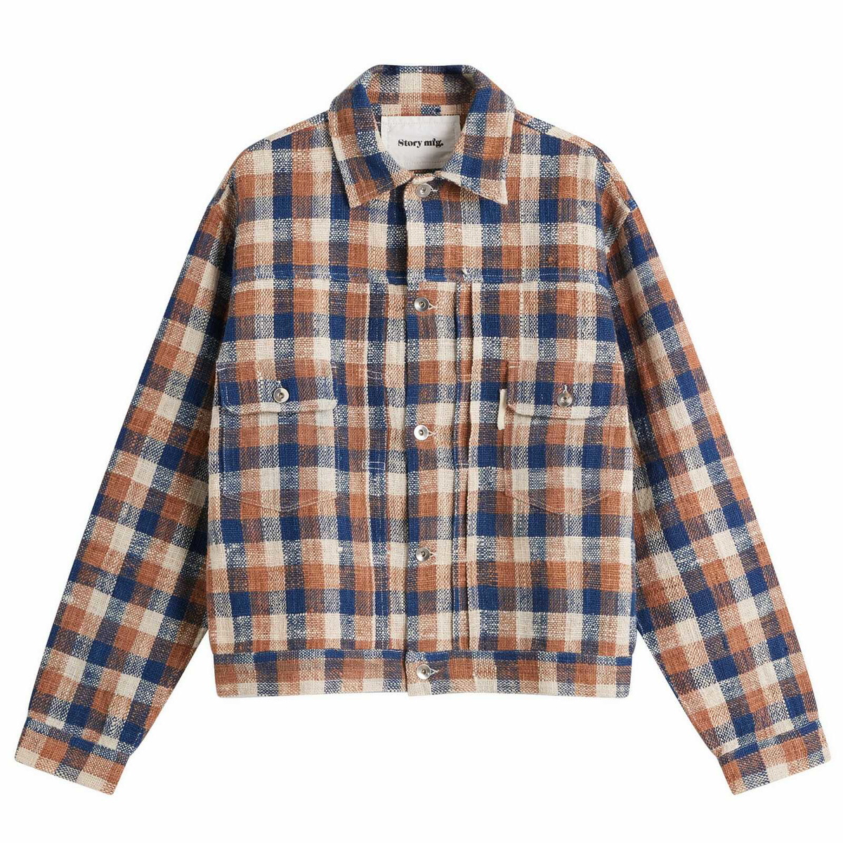 Story mfg. Men's Sundae Jacket in Indigo Ecru Check Story Mfg.