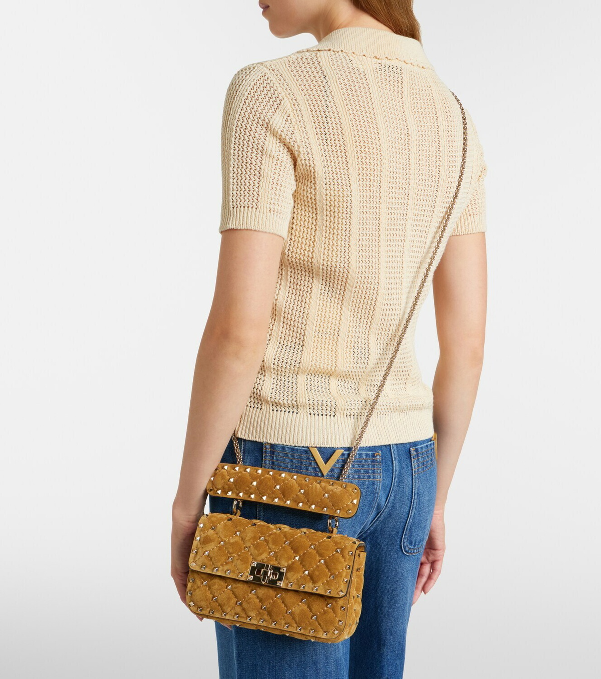 Valentino Garavani Rockstud Spike Small suede top-handle bag