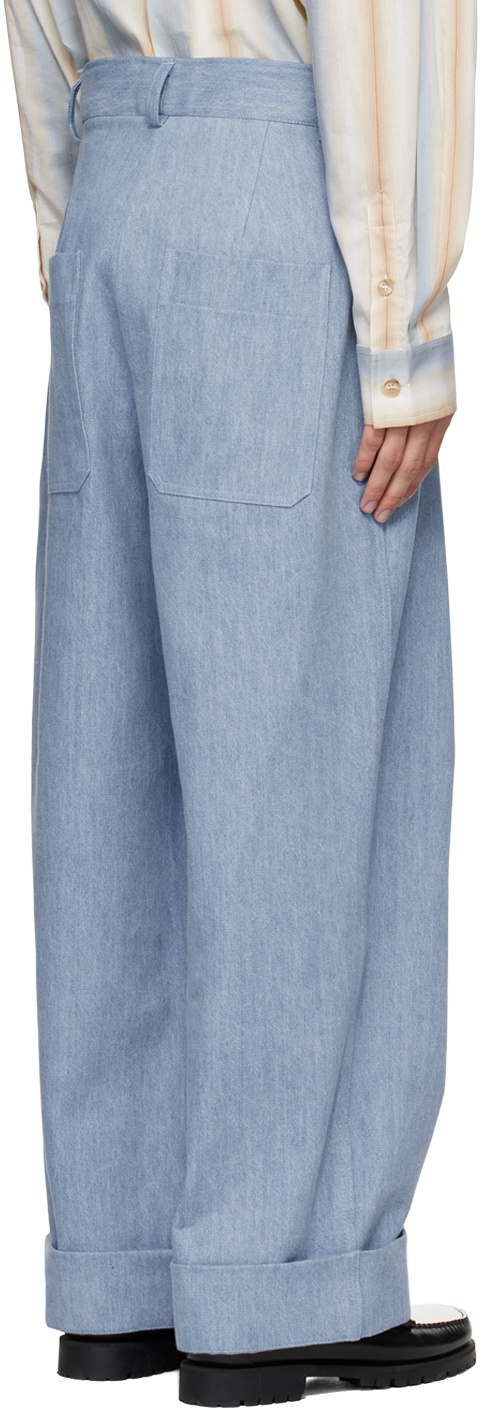 King & Tuckfield Blue Roll Cuff Chino Jeans