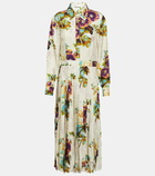 Tory Burch Floral pleated satin shirt dress