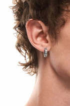 Diesel Stainless Steel Hoop Earring - Earrings - Unisex - Silver