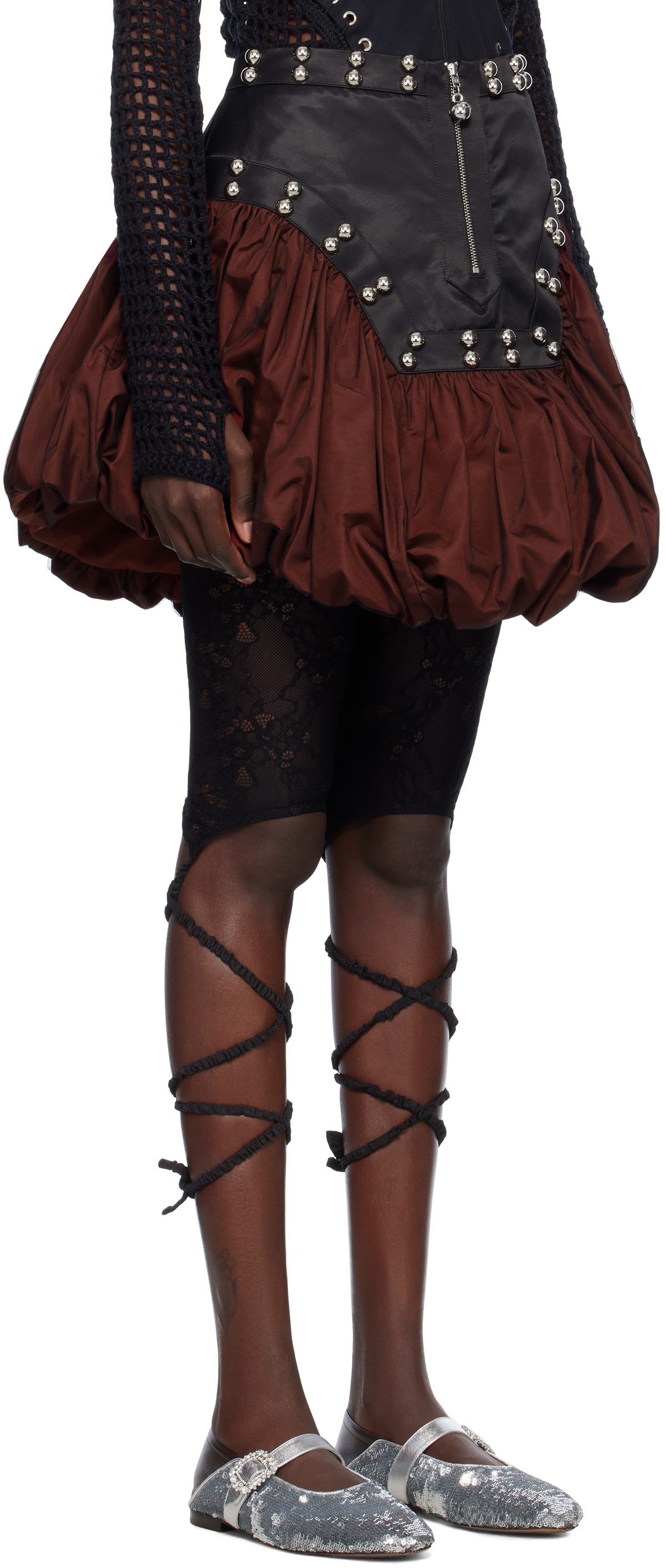 Chopova Lowena Black & Red Backtuck Miniskirt