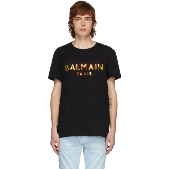 Photo: Balmain Black Hologramme Logo T-Shirt