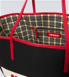 Marni Leather-trimmed cotton canvas tote bag