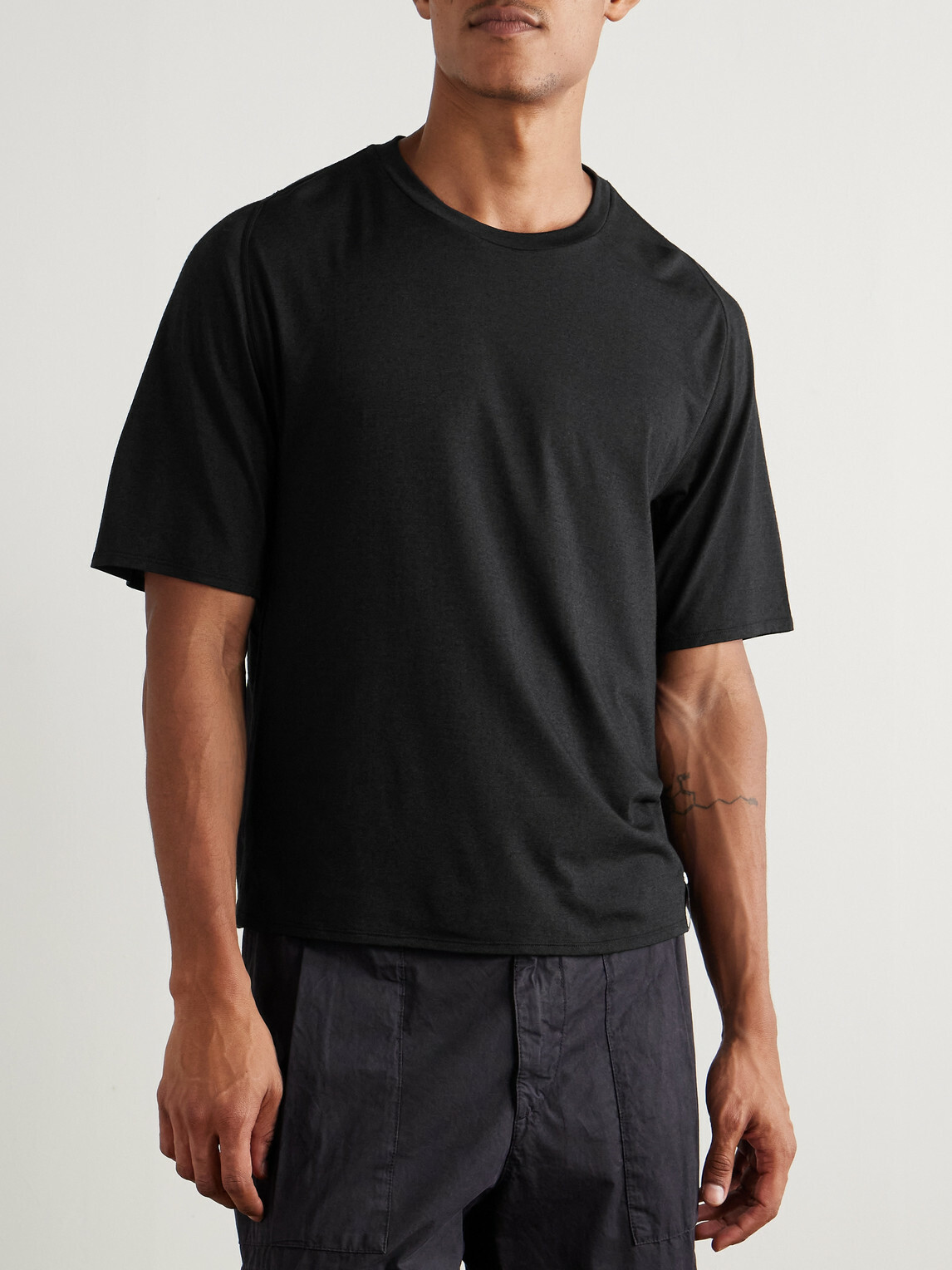 Portal - Drift Merino Wool-Blend Jersey T-Shirt - Black