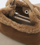 Tod's T Timeless shearling-lined suede tote bag