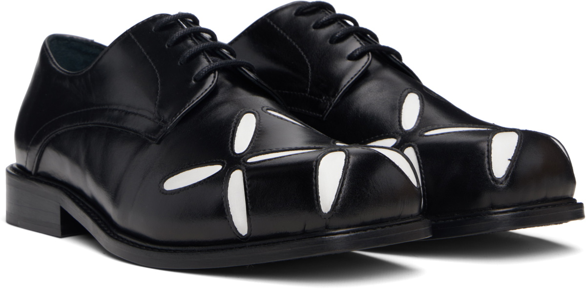 Stefan Cooke Black & White Slashed Square Toe Derbys