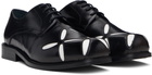 Stefan Cooke Black & White Slashed Square Toe Derbys
