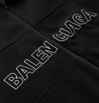 Balenciaga - Oversized Logo-Embroidered Virgin Wool-Fleece Zip-Up Sweatshirt - Black