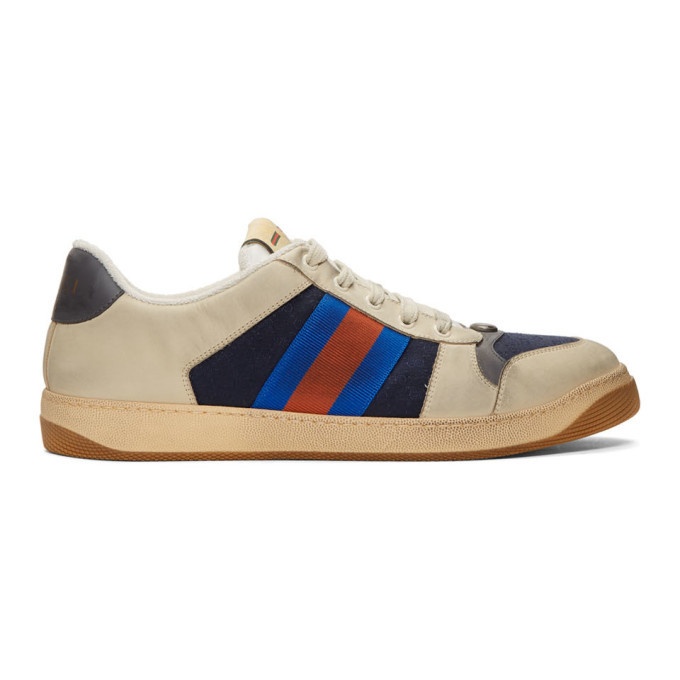 Photo: Gucci Off-White and Navy GG Screener Sneakers