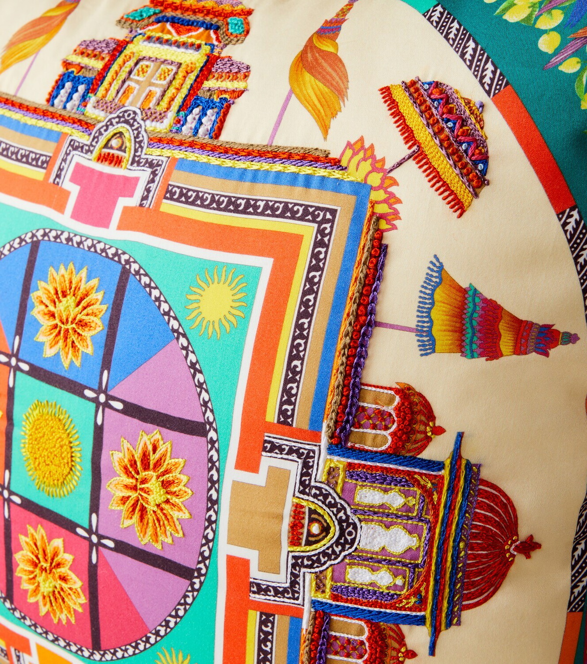 Etro Embroidered cotton cushion