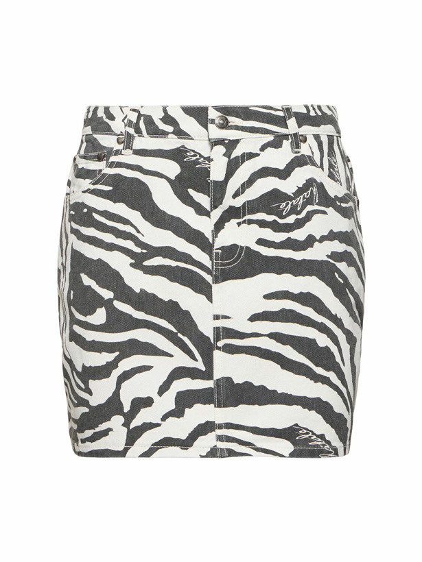 Photo: ROTATE Nela Zebra Print Denim Mini Skirt