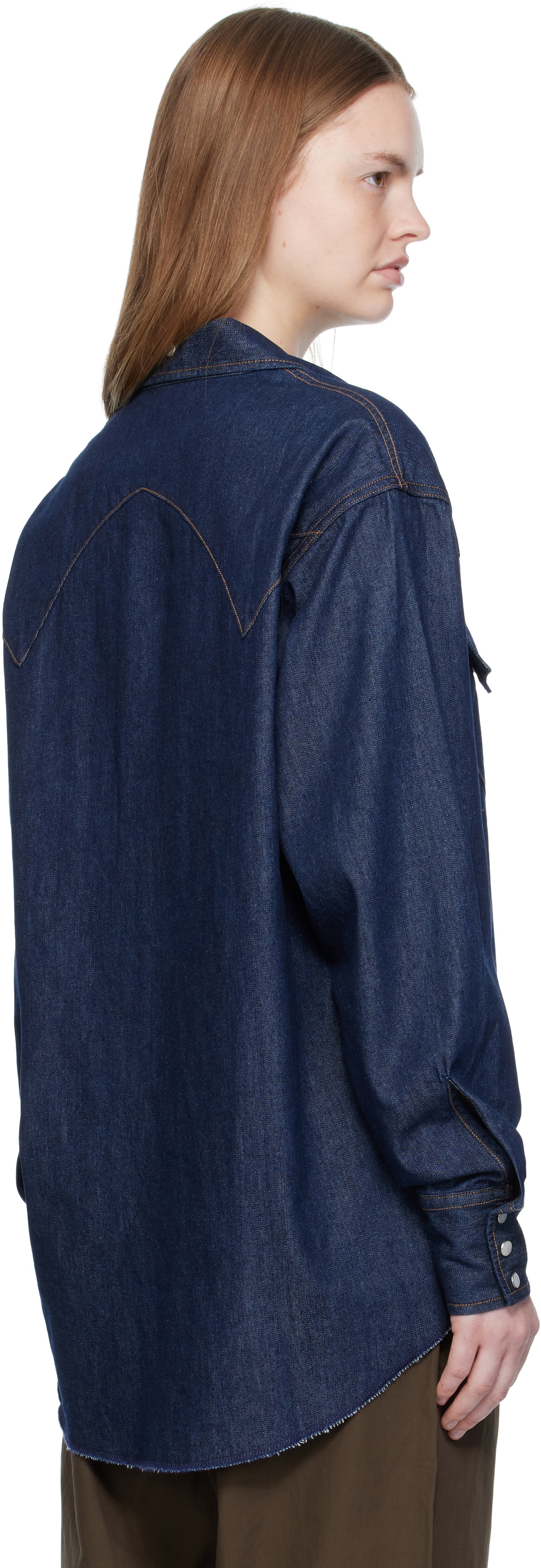 Carter Young SSENSE Exclusive Blue Denim Western Shirt