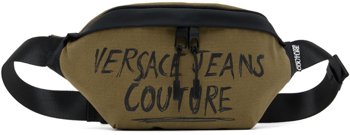 Photo: Versace Jeans Couture Khaki Handwritten Logo Pouch