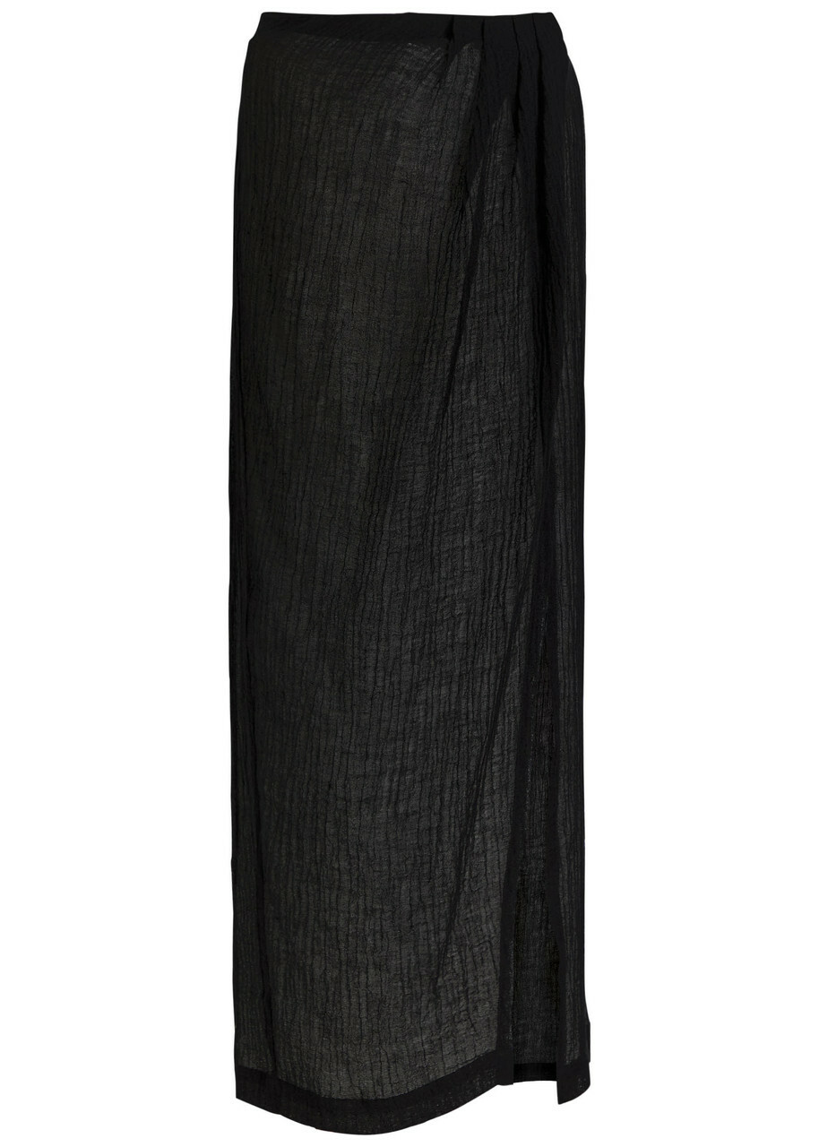 Lisa Marie Fernandez Linen-blend Maxi Sarong Skirt Black