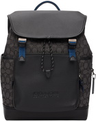 Coach 1941 Black Signature Jacquard League Flap Backpack