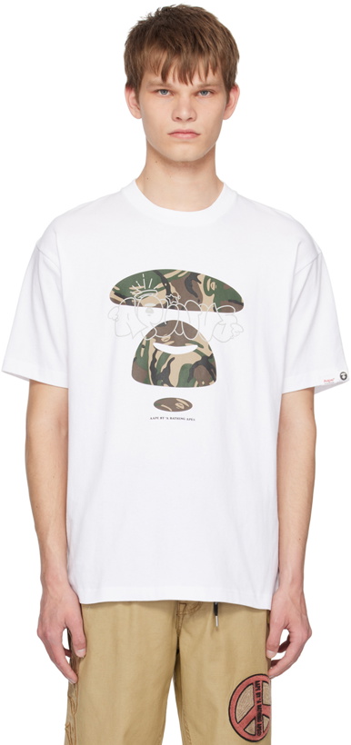 Photo: AAPE by A Bathing Ape White Printed T-Shirt