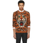 Gucci Orange Guccy Tiger Intarsia Sweater