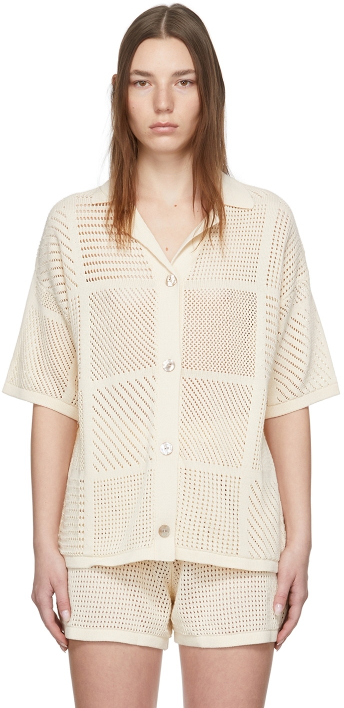 Nanushka Off-White Crocheted Ayaan Shirt