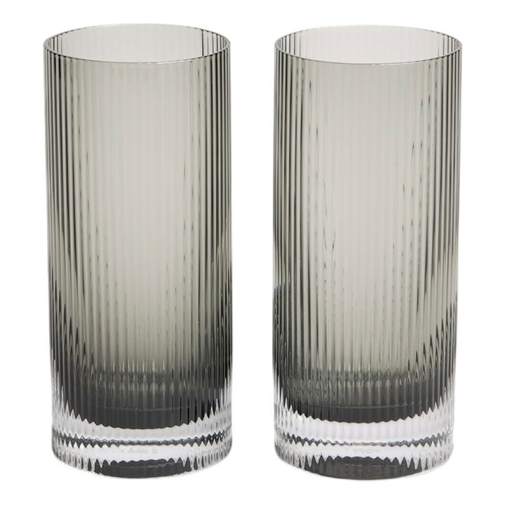 Photo: ferm LIVING Ripple Highball Glasses - Set of 2 in Smoked Grey