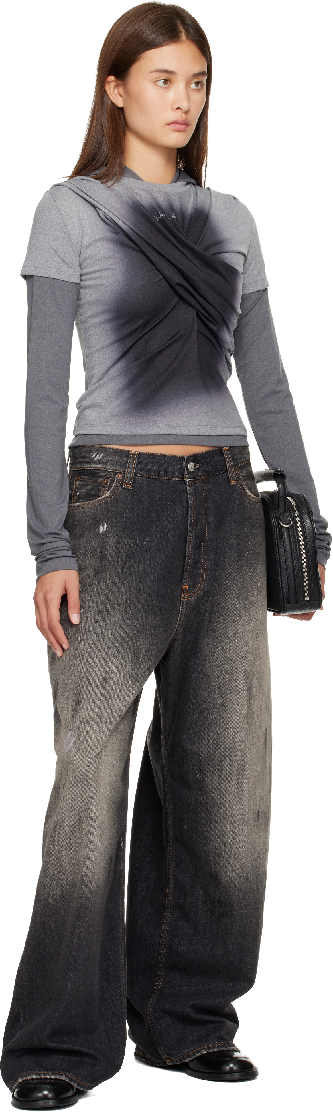 Andersson Bell Gray Gathered Jersey Hoodie & T-shirt Set