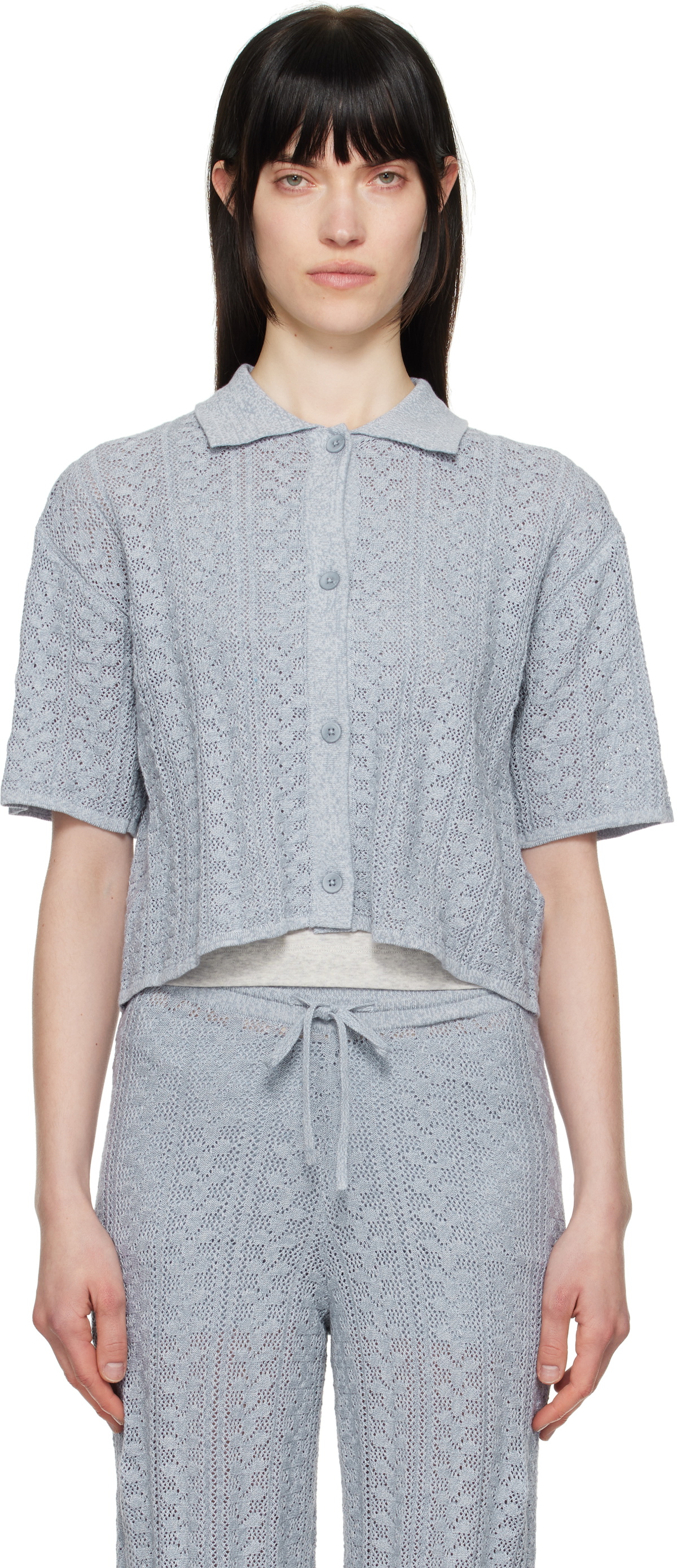 Holzweiler Blue Kelp Crochet Shirt