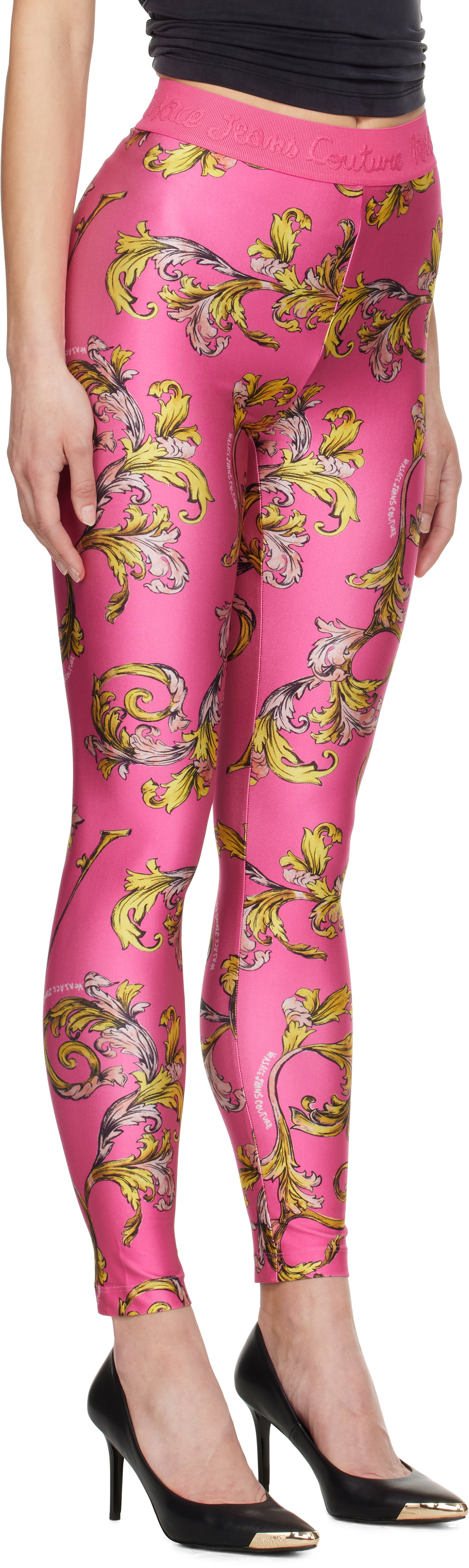 Versace Jeans Couture Pink Outline Barocco Leggings
