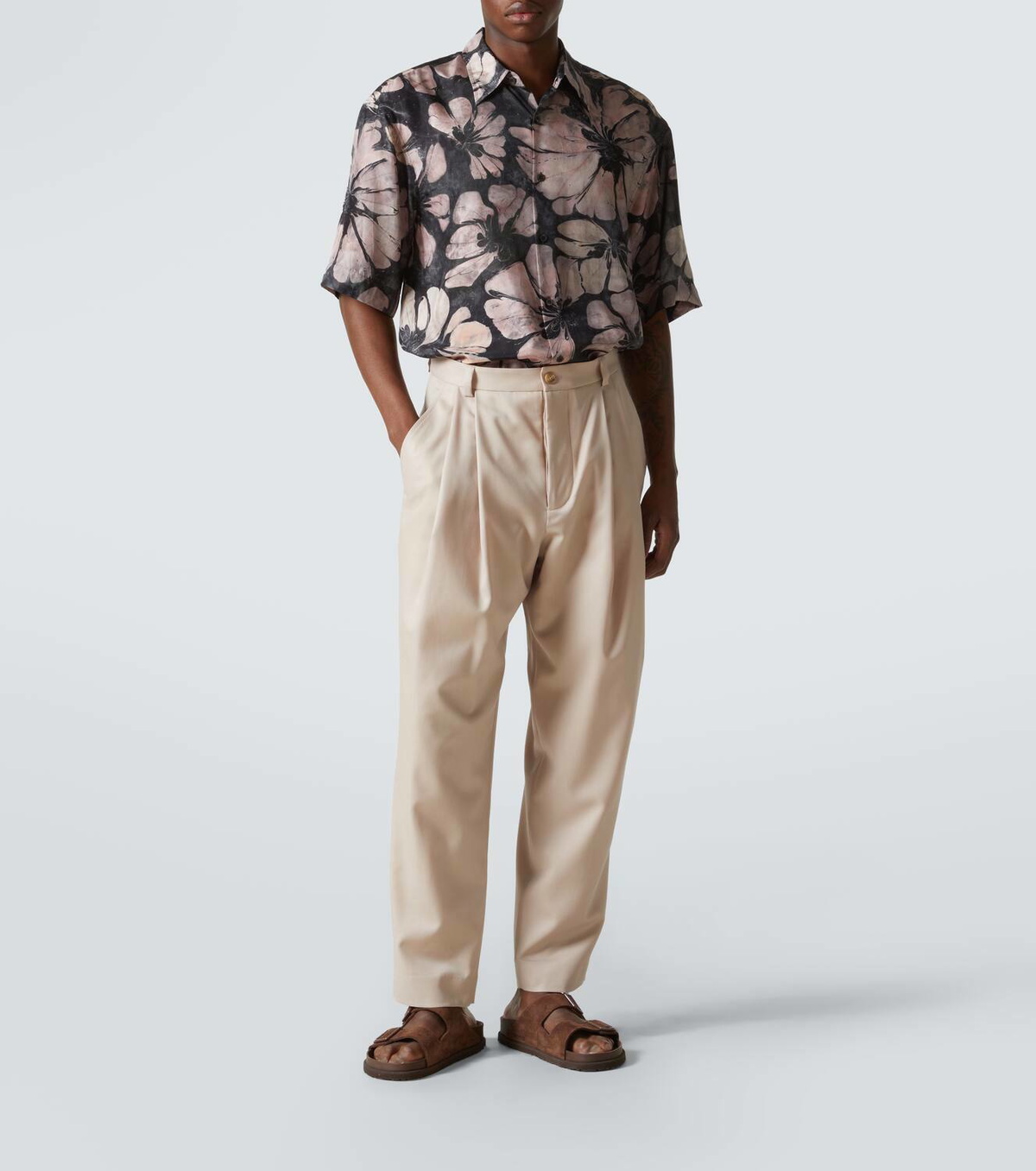 King & Tuckfield Pleated wool tapered pants