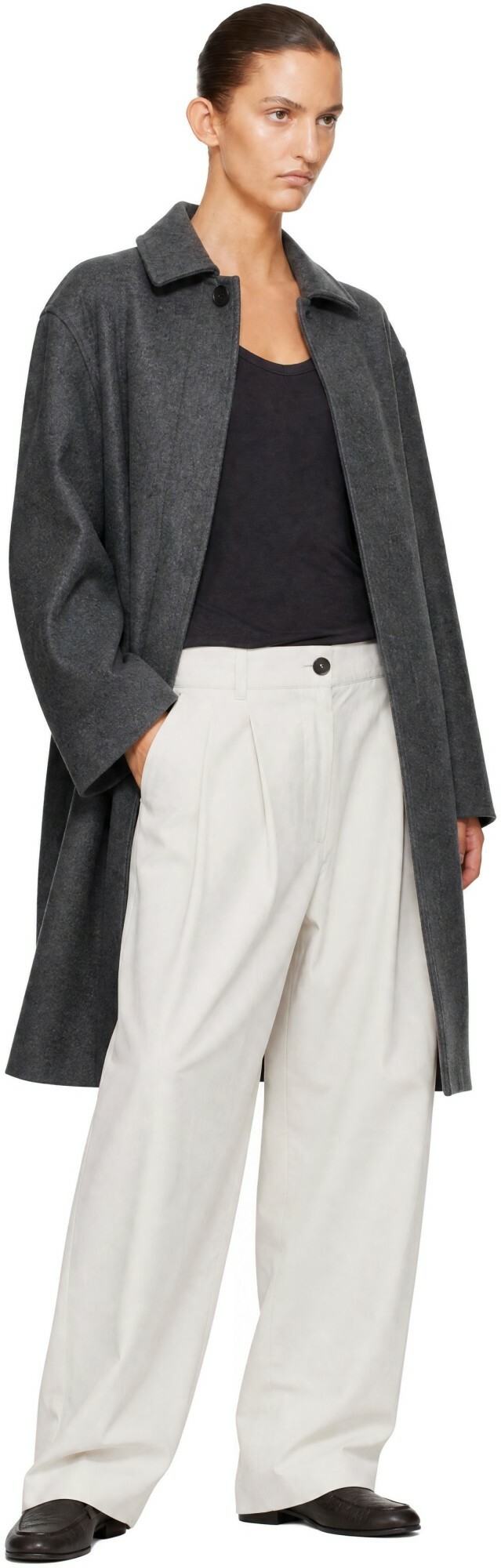 Studio Nicholson Gray Ria Wool Melton Overcoat
