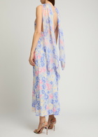 Rixo Hayley Printed Scarf-effect Midi Dress Lilac