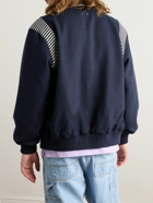 Pop Trading Company - Striped Panelled Jersey Varsity Jacket - Blue