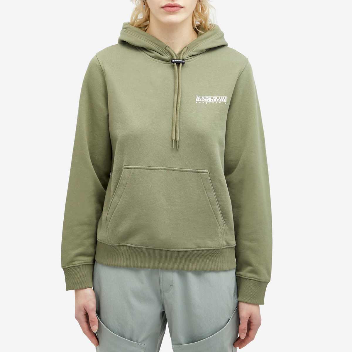 Napapijri Women's Logo Hoodie in Green Lichen
