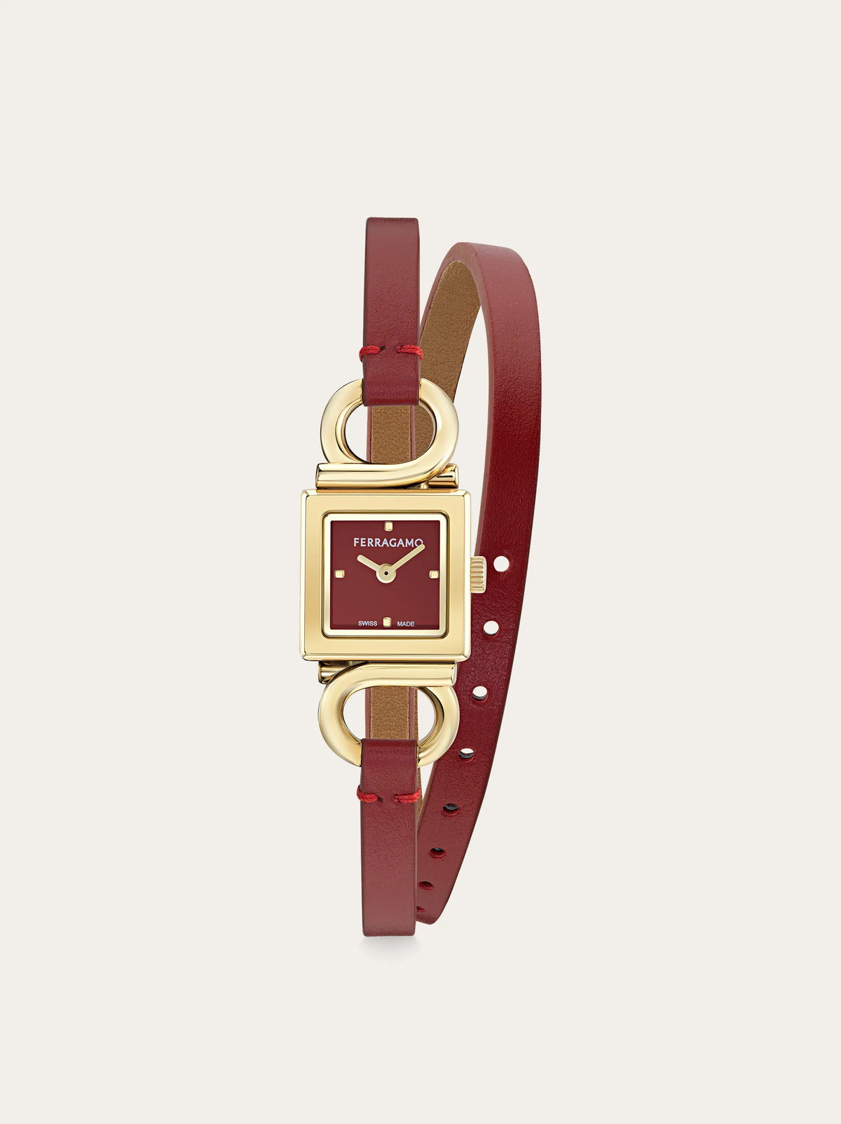 Ferragamo Womens Gancini Bangle watch in Red