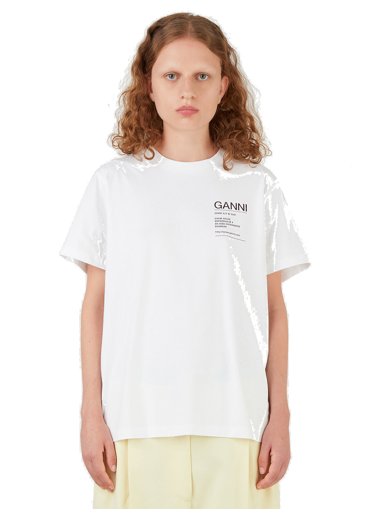 Basic Cotton Jersey T-Shirt in White GANNI
