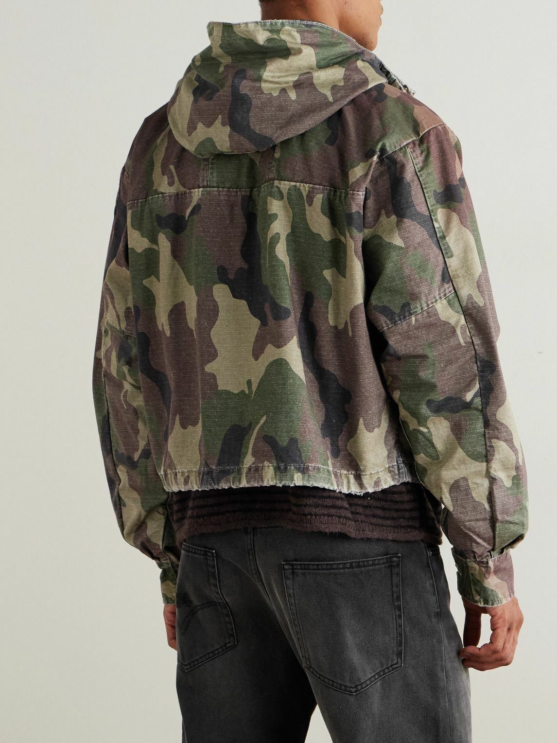 424 - Camouflage-Print Cotton-Ripstop Hooded Jacket - Green