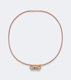 Marie Lichtenberg Luck Smash 18kt gold and leather locket necklace with emerald