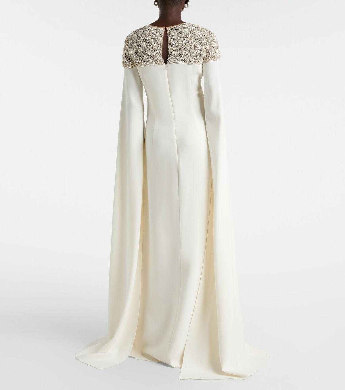 Oscar de la Renta Caped embellished silk-blend gown