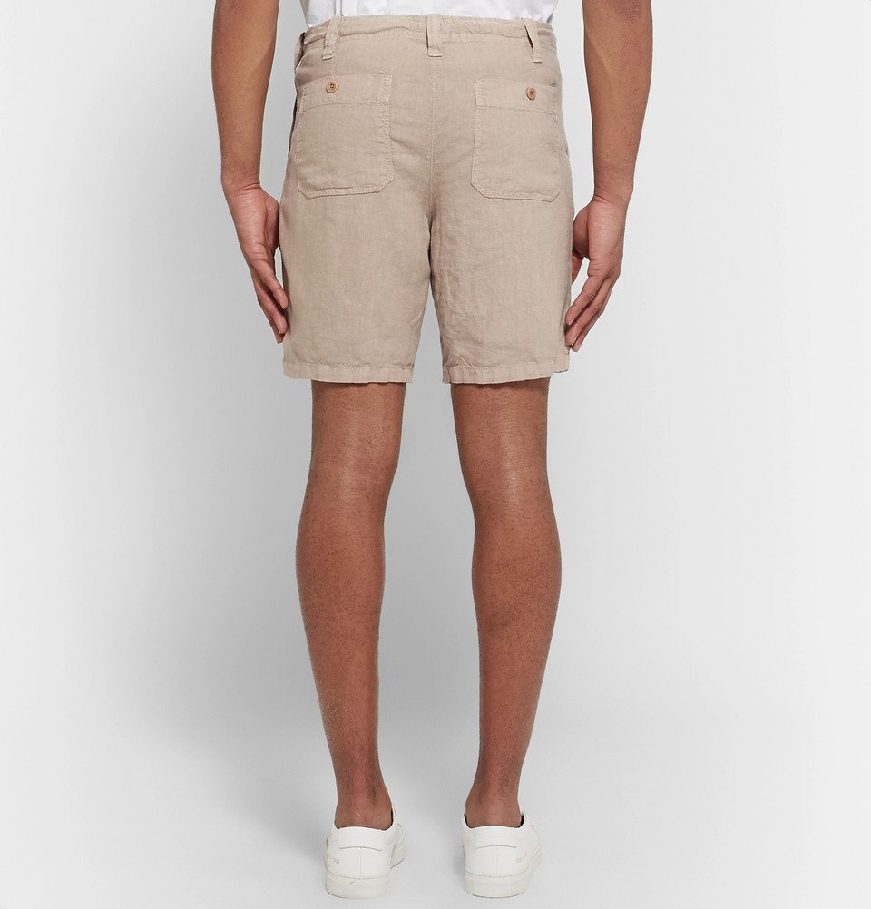 Hartford - Slim-Fit Linen-Chambray Drawstring Shorts - Men - Beige