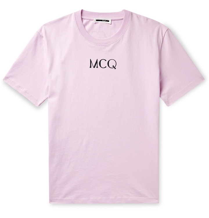 Photo: McQ Alexander McQueen - Printed Cotton-Jersey T-Shirt - Pink