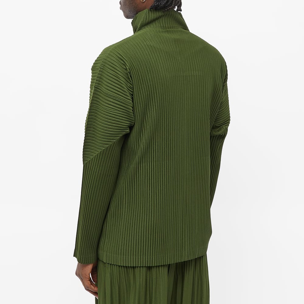 Homme Plissé Issey Miyake Men's Pleated Track Jacket in Dark Olive
