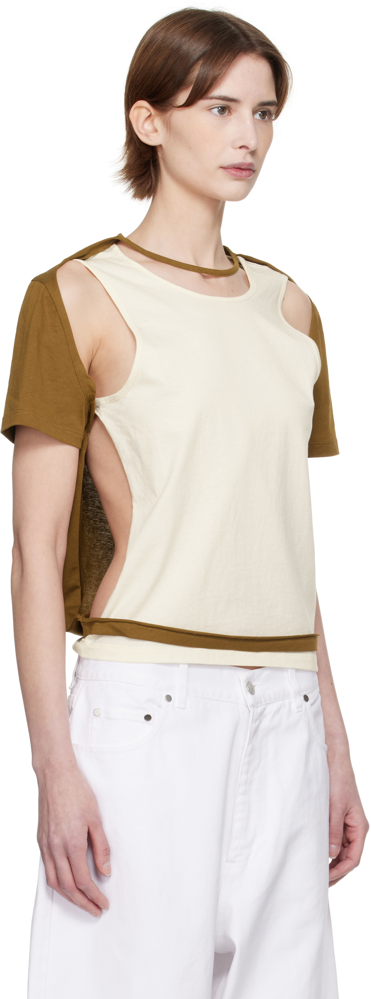Eckhaus Latta Off-White & Brown Hugging T-shirt