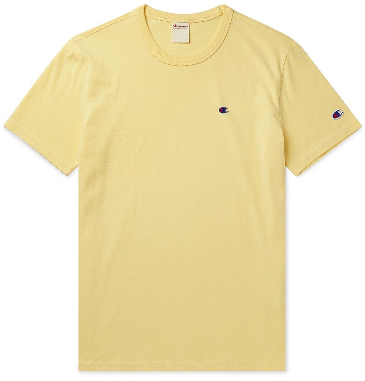 Photo: Champion - Logo-Embroidered Cotton-Jersey T-Shirt - Yellow